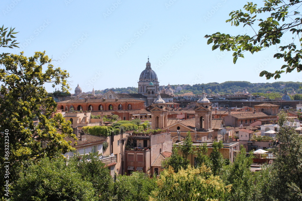 Rooftop view of Rome city Center italy Rome is historical city tourist attraction with many beautiful landmarks