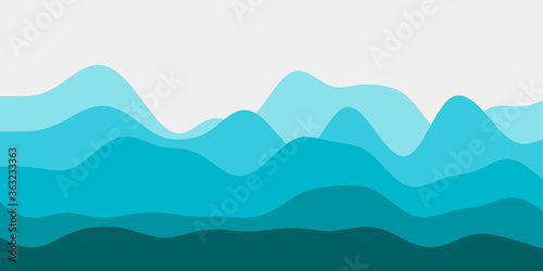 Abstract cyan hills background. Colorful waves beautiful vector illustration.