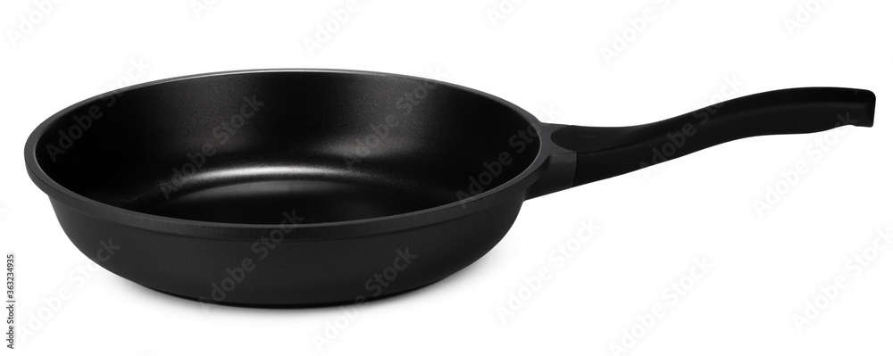 New black frying pan isolated on white background New black frying pan isolated on white background