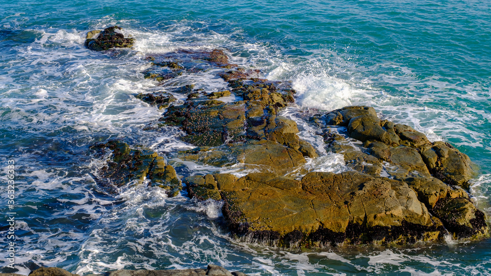 landscape view sea waves splash on the rocks in korea location landscape view sea waves splash on the rocks in korea location