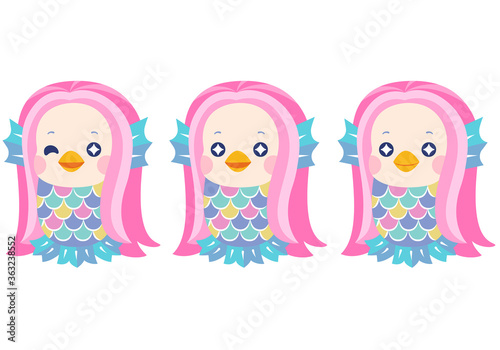 妖怪アマビエのポップな可愛いイラスト　３種類の表情セット