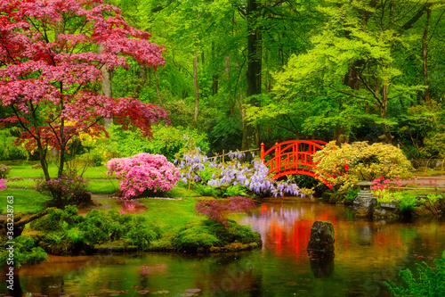 Εκτύπωση καμβά Small bridge in Japanese garden, Park Clingendael, The Hague, Netherlands