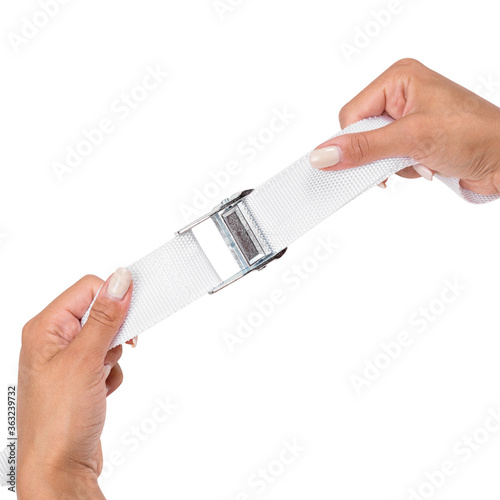 Connecter Kit for Twin Beds. Gap Filler Pad with Strap Quickly Create King Size. Bed Mattress Connector. White background