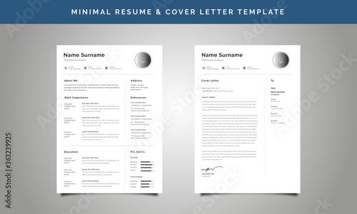 Minimal Resume   CV Template with Cover Letter Design