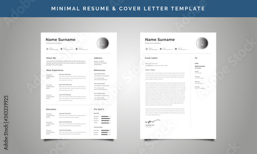 Minimal Resume / CV Template with Cover Letter Design