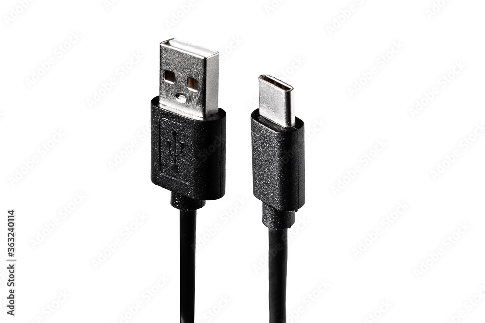 USB 2.0 / 3.0 Cable A Male to B Male High Speed USB Printer KVM Data Wire in Black. Isolated. White background. USB 2.0 / 3.0 Cable A Male to B Male High Speed USB Printer KVM Data Wire in Black. Isolated. White background.