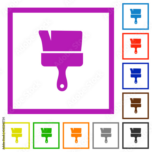 Paint brush flat framed icons