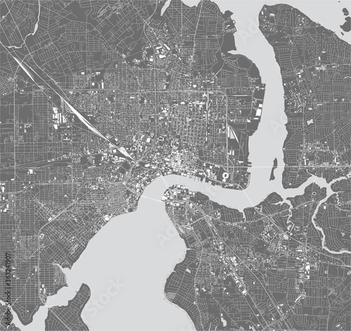 map of the city of Jacksonville, Florida, USA