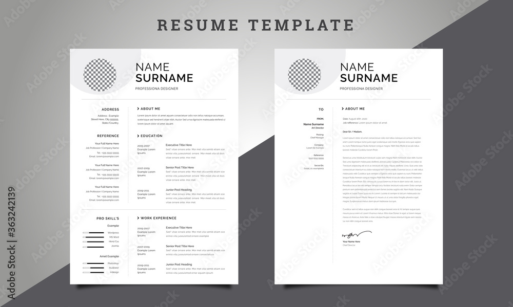 Resume / CV Template with Cover Letter Design Resume / CV Template with Cover Letter Design