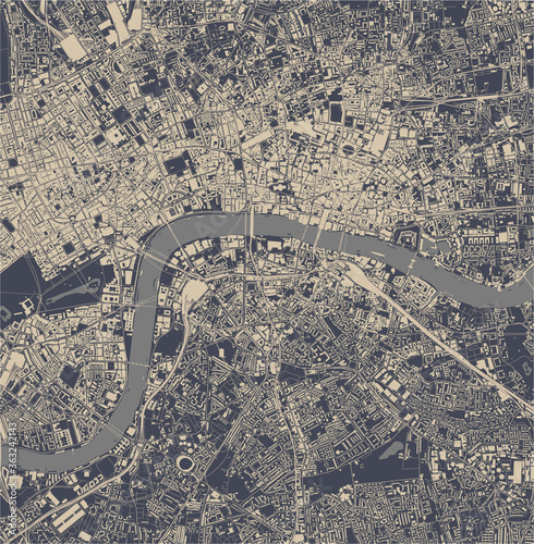 map of the city of London, Great Britain