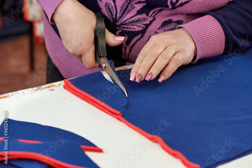 Woman working with fabric