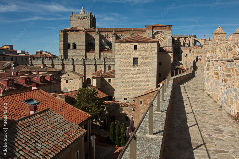 View of Catedral de Ávila from Walls of Avila,Castile and León,Spain,Europe
