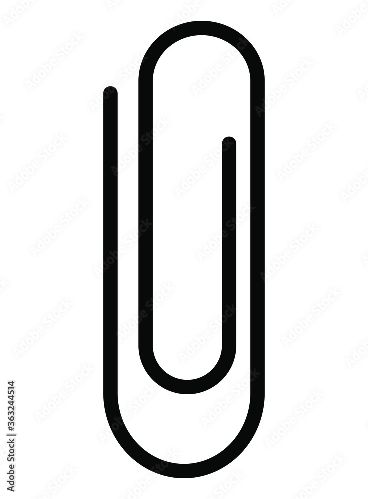 Black isolated paper clip icon on white background Black isolated paper clip icon on white background
