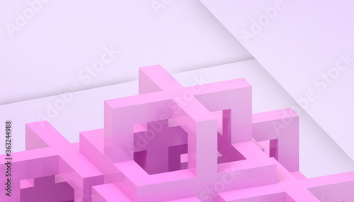 Modern Geometric square shapes are dimensional and stylish to form a digital background in simple and mysterious purple tones - 3d rendering