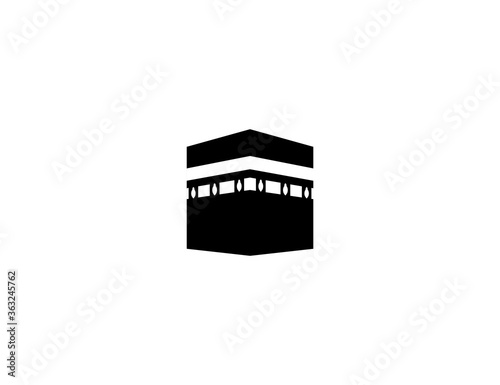 Kaaba vector icon. Isolated Kaaba Mecca illustration. Islamic religion praying place.