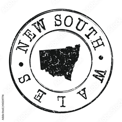 New South Wales Australia Map Postmark. Silhouette Postal Passport. Stamp Round Vector Icon. Vintage Postage Design.