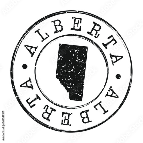 Alberta Canada Map Postmark. Silhouette Postal Passport. Stamp Round Vector Icon. Vintage Postage Design.