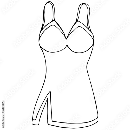 women sexy underwear - nightgown, vector elements in doodle style with black outline
