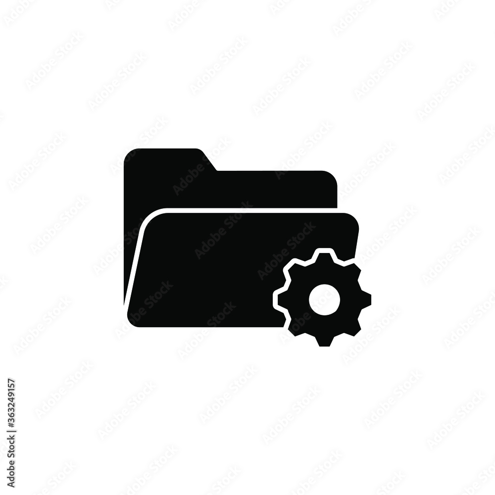 Folder with cogwheel icon. Project management symbol concept isolated on white background. Vector illustration Folder with cogwheel icon. Project management symbol concept isolated on white background. Vector illustration