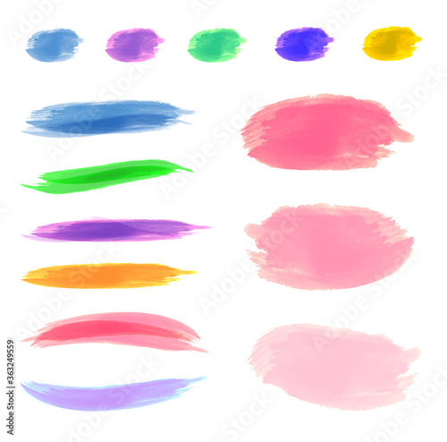 pastel watercolor brush strokes isolated on white background vector illustration