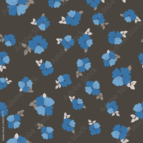 Amazing seamless floral pattern with bright colorful small flowers. Folk style millefleurs. Plant background for textile, wallpaper, pattern fills, covers, surface, print, wrap, scrapbooking,decoupage