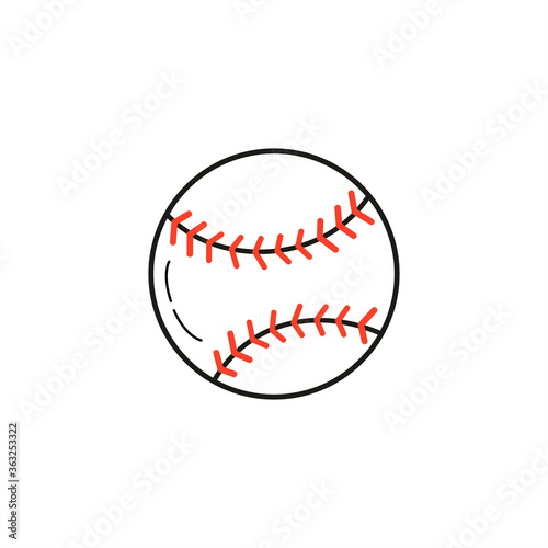 baseball ball isolated on a white background. Flat vector illustration.
