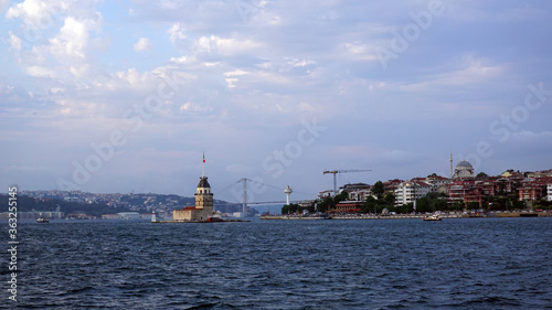 Watching Istanbul from the Passenger Ferry, Bosphorus bridge and Maiden's tower