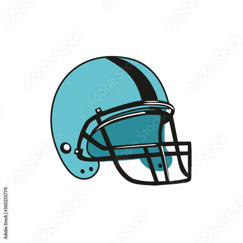 Helmet for American football. Turquoise hard hat for sports. vector illustration.