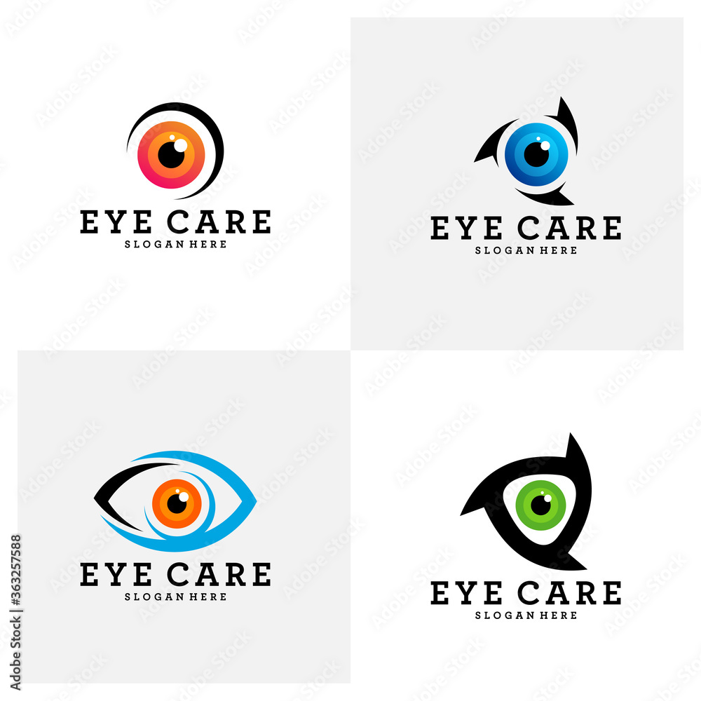 Set of Creative Eye Concept Logo Design Template, Eye Care logo design Vector, Icon Symbol