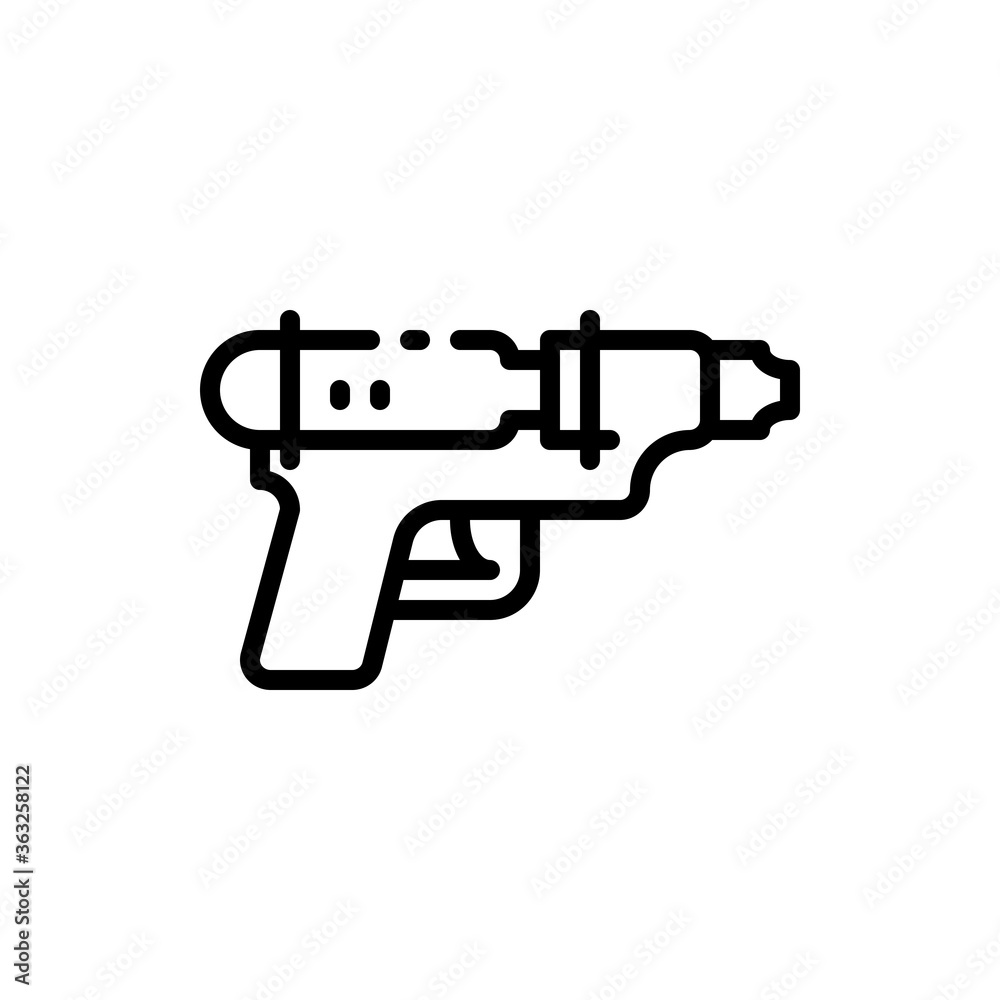 Water gun outline icons. Vector illustration. Editable stroke. Isolated icon suitable for web, infographics, interface and apps.