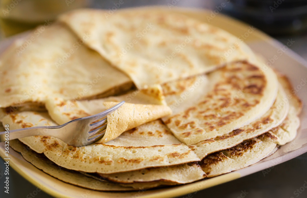 soft crepes prepared with eggs in the plate soft crepes prepared with eggs in the plate