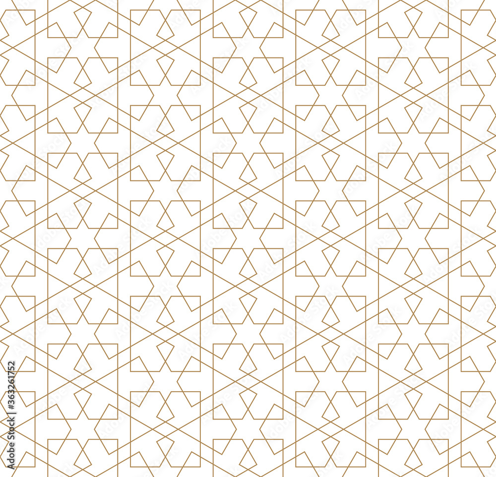 Seamless arabic geometric ornament in brown color.Thin lines.