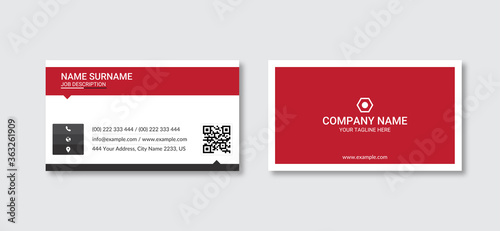 Minimalist red Business card template with red background design
