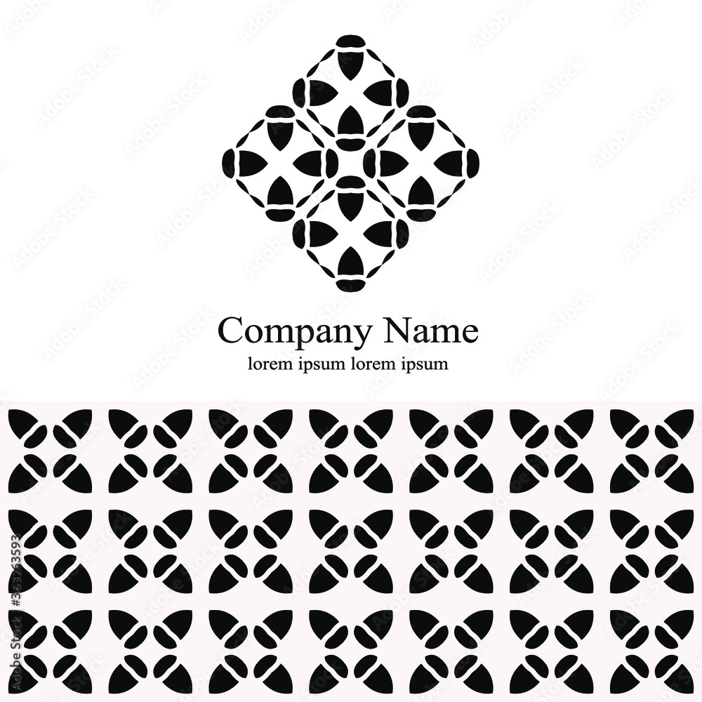 Vector logo design made of abstract forms (acorns). Suitable for textile, wallpaper, gift wrap, logo. Seamless pattern with repeating elements. Vector logo design made of abstract forms (acorns). Suitable for textile, wallpaper, gift wrap, logo. Seamless pattern with repeating elements.