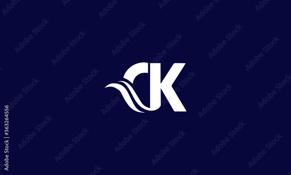 Alphabet letter icon logo CK or KC