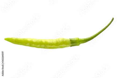 green chili pepper on white background