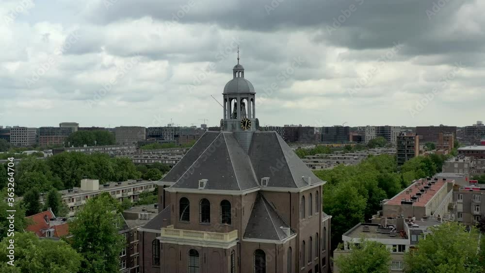 Vineyard church in Amsterdam and city panorama. Vineyard church in Amsterdam and city panorama.