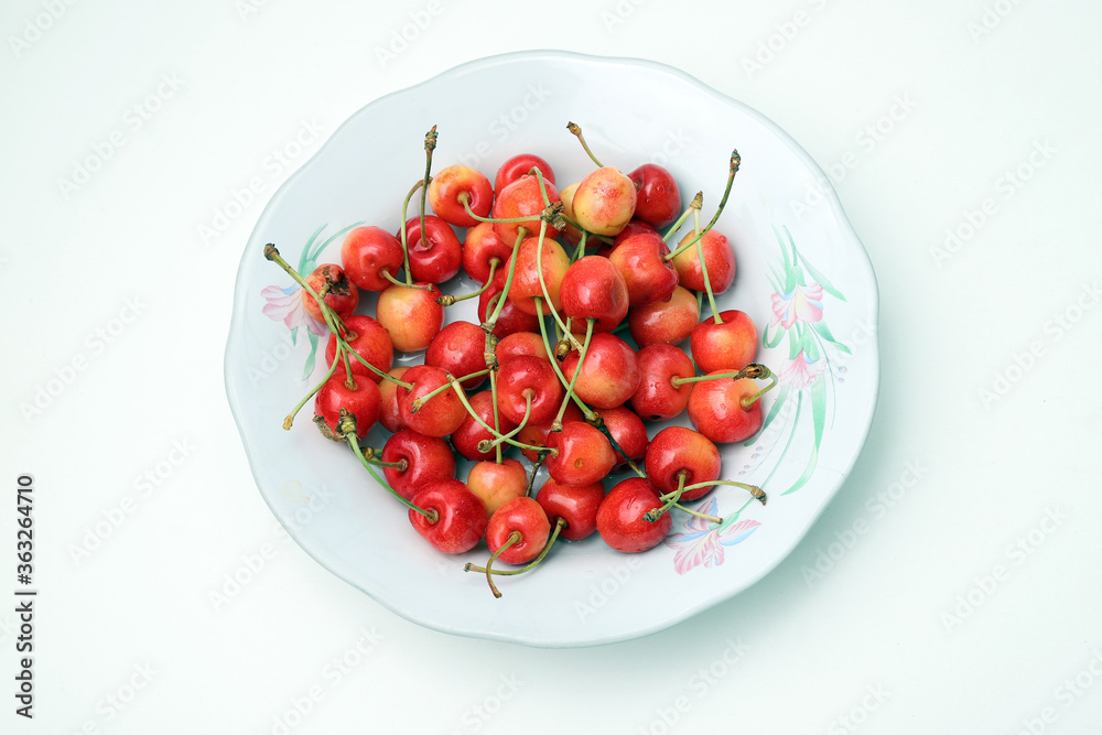fresh cherry isolated on white background closeup fresh cherry isolated on white background closeup