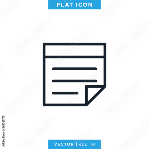 Sticky Note, Notepad Icon Vector Logo Design Template