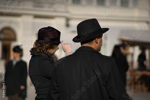 Couple dressed old style