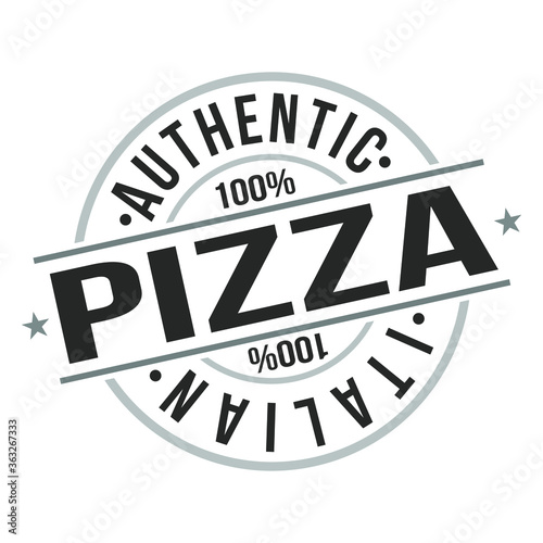 Pizza Authentic Italian Take Away Fast Food Stamp Design Vector Art.