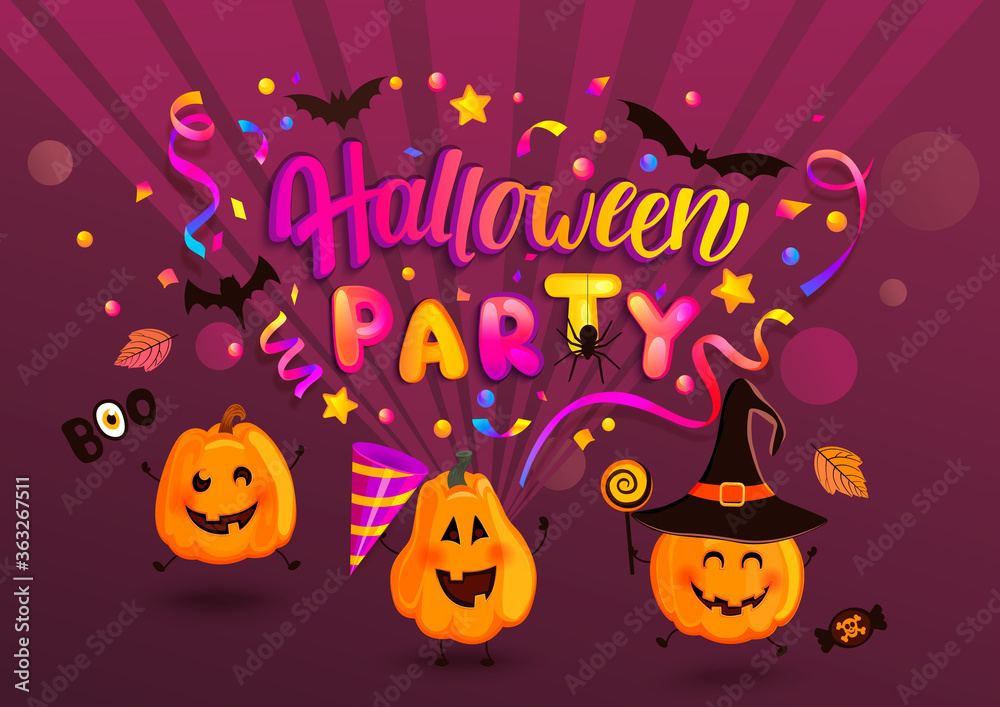 Halloween party greeting banner for kids. Halloween party greeting banner for kids.
