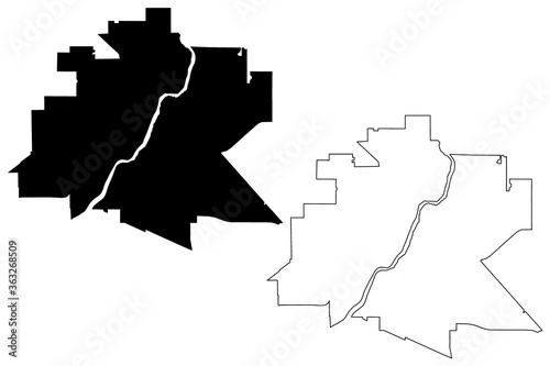 Saskatoon City (Canada, Saskatchewan Province) map vector illustration, scribble sketch City of Saskatoon map