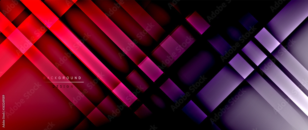 Fototapeta premium Bright gradient neon lines abstract background