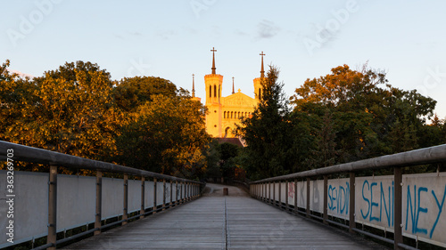 The fourviere basilica in city of Lyon in france photo