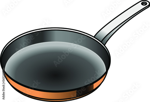 A gloss-finish copper frying pan with a non-stick interior.