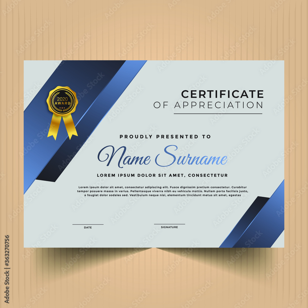 Fototapeta premium Modern certificate of achievement with geometric shapes 