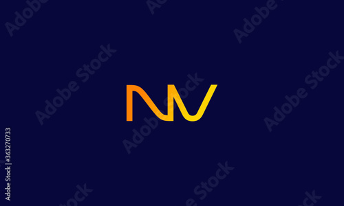 Alphabet letter icon symbol monogram logo NV