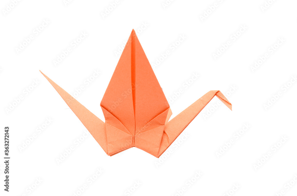 Naklejka premium Orange origami bird isolated white