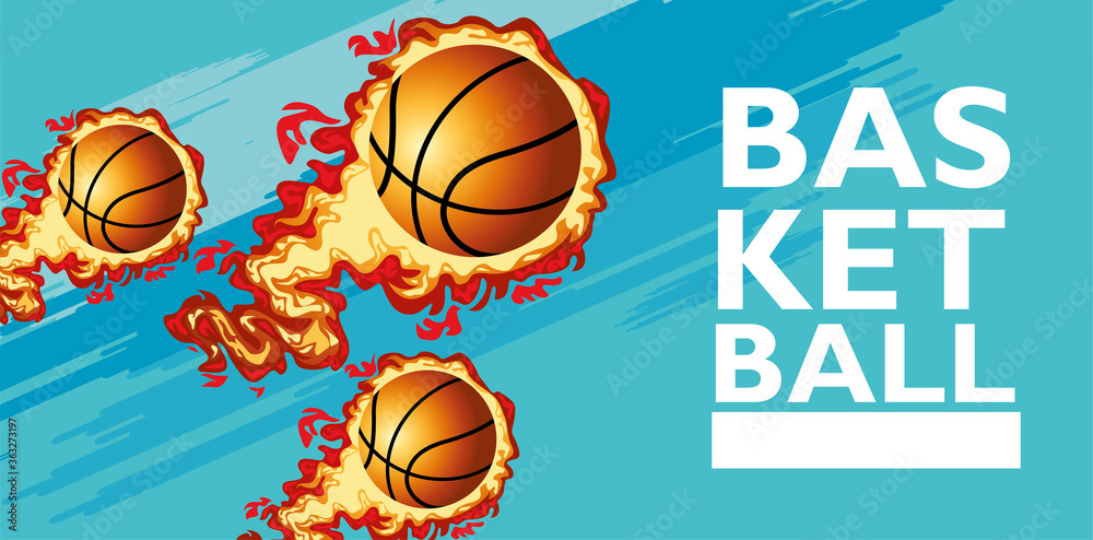 basketball sport poster with balloons on fire basketball sport poster with balloons on fire